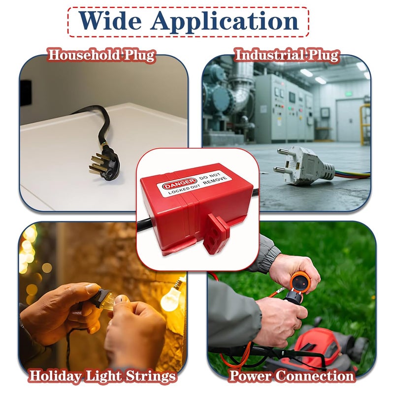 Young Dance Plug Lockout with Locking Tag, Industrial Grade Anti-Touch 110v Electric Plug & Thermostat Plug Plug Lock, Extension Cord Lock, Suitable for Factories, Home Children Power Plug Lock Protection - Image 5